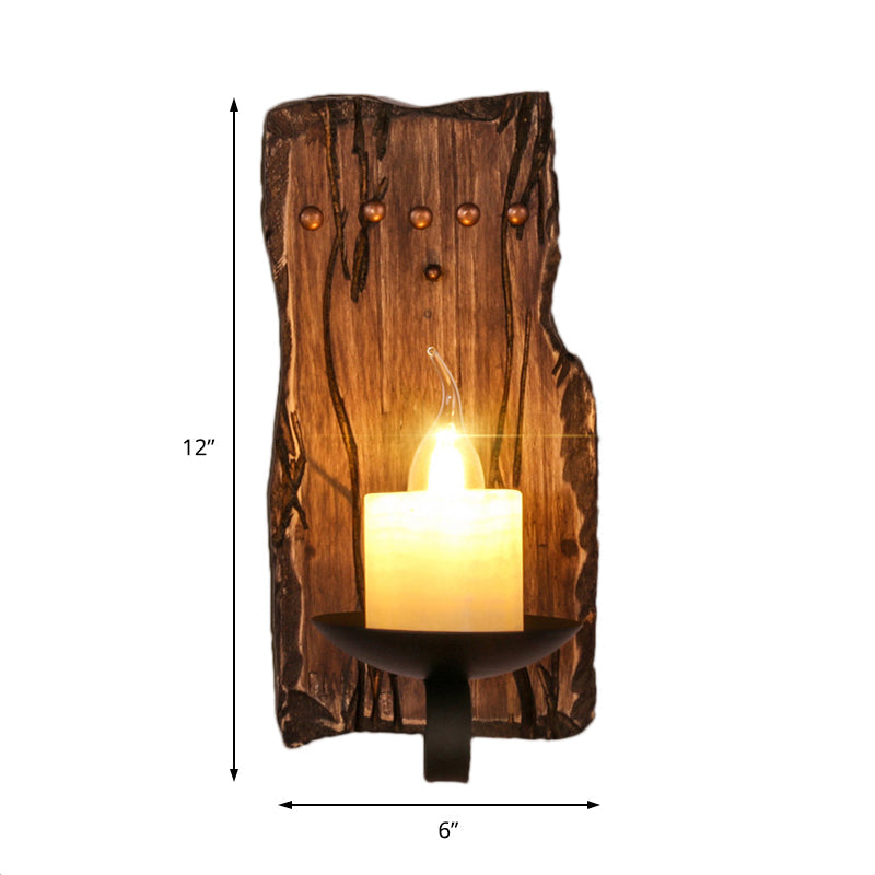 Frendorf | Zylinder Kaffe Shop Wandlicht Vorrichtung Küstliches Marmor 1 Licht Braun Wandleuchte mit Holz Halbmündung/Fuß/Rechteck Basis