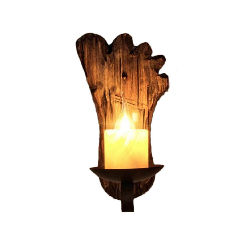 Frendorf | Zylinder Kaffe Shop Wandlicht Vorrichtung Küstliches Marmor 1 Licht Braun Wandleuchte mit Holz Halbmündung/Fuß/Rechteck Basis