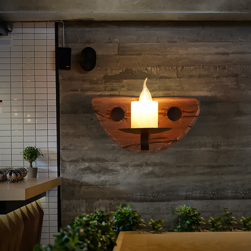 Frendorf | Zylinder Kaffe Shop Wandlicht Vorrichtung Küstliches Marmor 1 Licht Braun Wandleuchte mit Holz Halbmündung/Fuß/Rechteck Basis