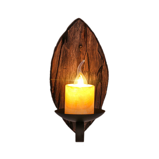 Frendorf | Zylinder Kaffe Shop Wandlicht Vorrichtung Küstliches Marmor 1 Licht Braun Wandleuchte mit Holz Halbmündung/Fuß/Rechteck Basis