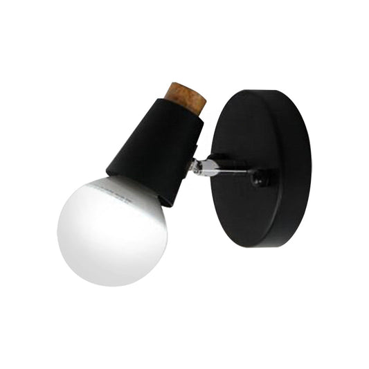 Frendorf | Metalen beker-vormige wandlamp met blote gloeilamp industriële 1-licht badkamer wandlamp in zwart