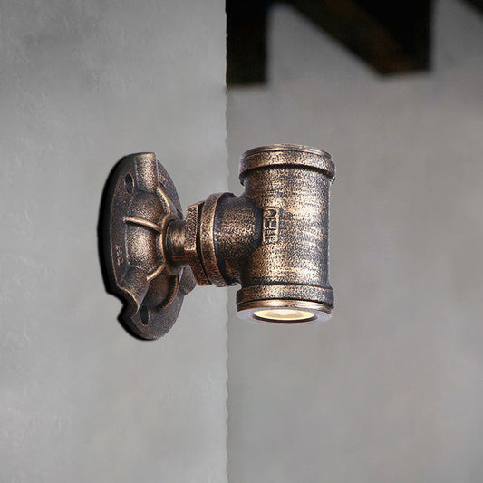 Frendorf | Antieke stijl pijp wandverlichting armatuur 1 licht smeedijzeren wandmontage armatuur in brons voor gang