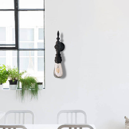Frendorf | Open Bulb Eetkamer Wandlamp Vintage Stijl Metaal 1 Hoof Black Wandlamp Sconces met Aan/Uit Schakelaar