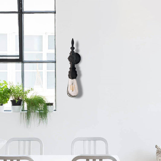 Frendorf | Open Bulb Eetkamer Wandlamp Vintage Stijl Metaal 1 Hoof Black Wandlamp Sconces met Aan/Uit Schakelaar
