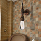 Frendorf | Exposed Bulb Schlafzimmer Wandbeleuchtung Industrie Stil Eisen 1 Glühbirne Bronze/Rost Wandlampe mit Rohr