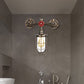 Frendorf | Draadbeschermer IJzeren Wandlamp met Waterpijp Rustieke Stijl 1 Licht Badkamer Wandlamp Fixture in Verouderd Messing