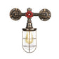 Frendorf | Draadbeschermer IJzeren Wandlamp met Waterpijp Rustieke Stijl 1 Licht Badkamer Wandlamp Fixture in Verouderd Messing