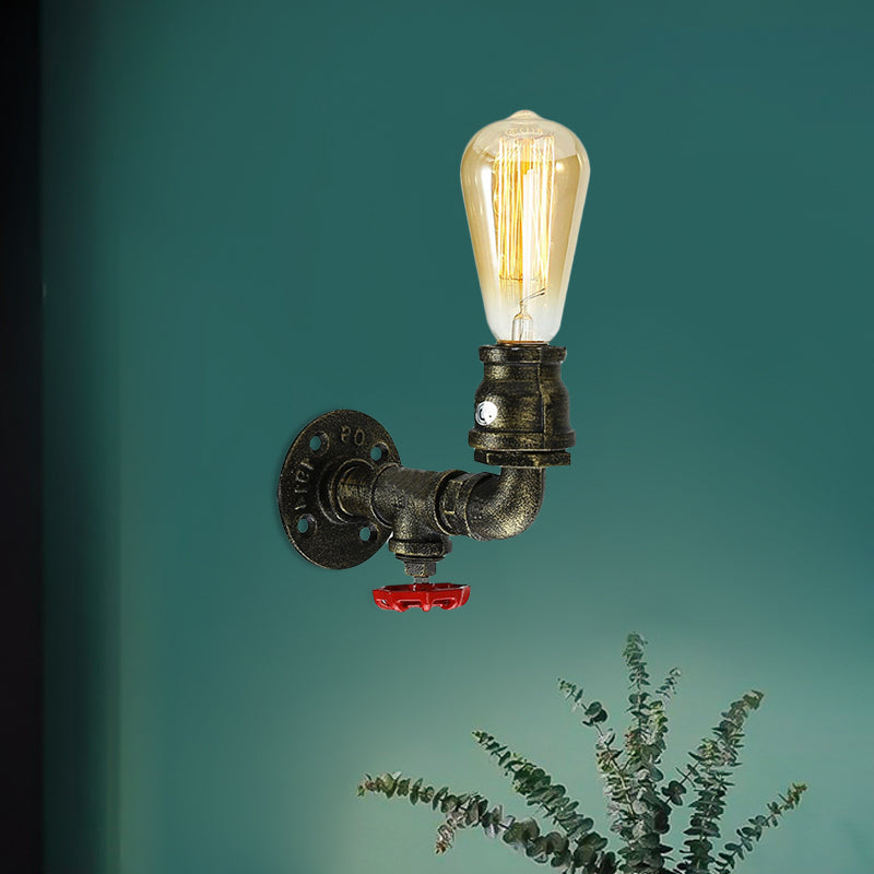Bronze Sanitärrohr Wandlampe Fabrik Metall 1 Glühbirne Restaurant Wandlampe mit Wasserhahn, 1/2 Packs