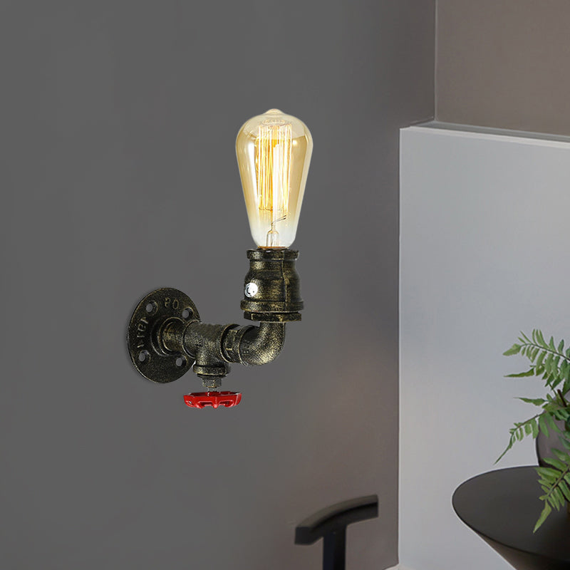 Bronze Sanitärrohr Wandlampe Fabrik Metall 1 Glühbirne Restaurant Wandlampe mit Wasserhahn, 1/2 Packs