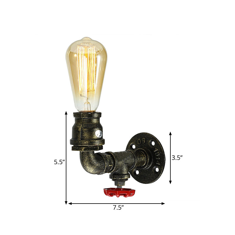 Bronze Sanitärrohr Wandlampe Fabrik Metall 1 Glühbirne Restaurant Wandlampe mit Wasserhahn, 1/2 Packs