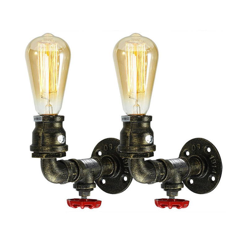 Bronze Sanitärrohr Wandlampe Fabrik Metall 1 Glühbirne Restaurant Wandlampe mit Wasserhahn, 1/2 Packs