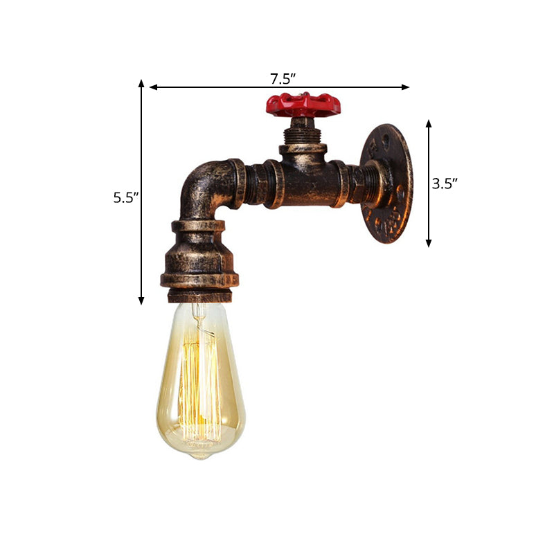 Frendorf | Eisenleitung Wandleuchte Bauernhaus 1-Kopf Wohnzimmer Wandleuchte in Bronze mit Ventil