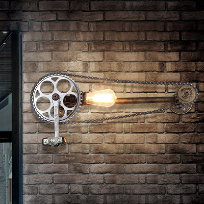Frendorf | Iron Gear Fahrrad Wandlampe Lager 1 Licht Restaurant Wandmontierte Lampe in Bronze mit Rohrarm