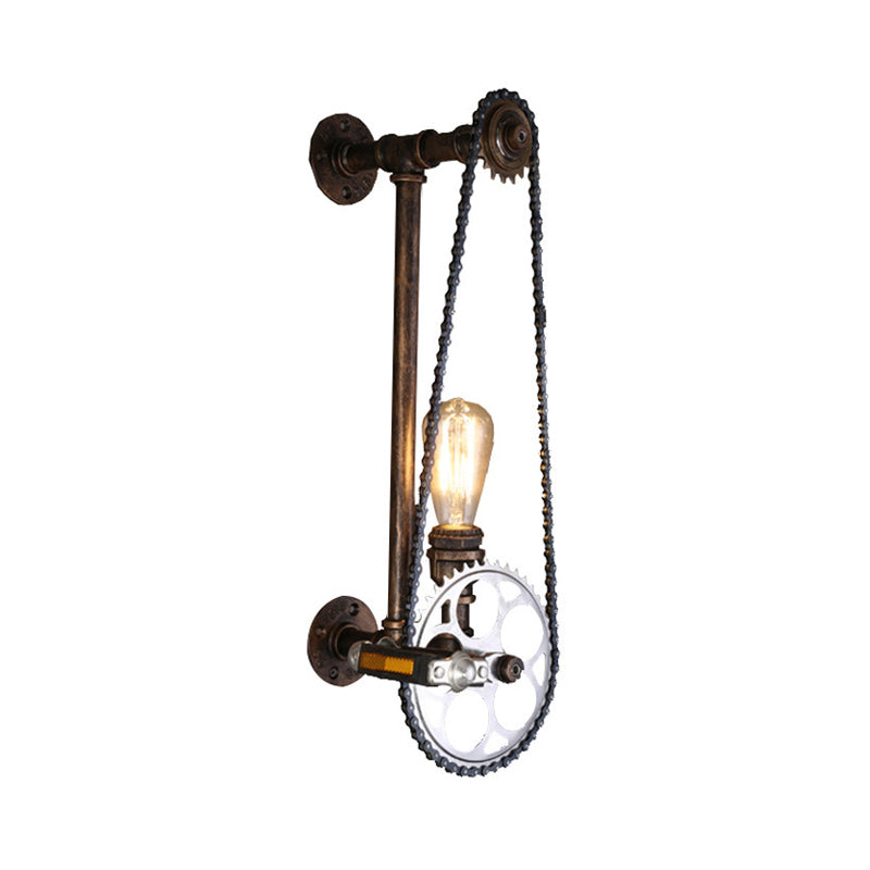 Frendorf | Iron Gear Fahrrad Wandlampe Lager 1 Licht Restaurant Wandmontierte Lampe in Bronze mit Rohrarm