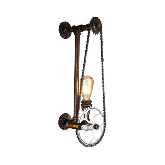 Frendorf | Iron Gear Fahrrad Wandlampe Lager 1 Licht Restaurant Wandmontierte Lampe in Bronze mit Rohrarm