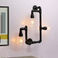 Frendorf | Industrielle Gedrehte Rohrwandlampe 3 Köpfe Eisen Wandmontierte Lichtquelle in Schwarz für Restaurant