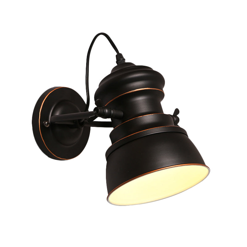 Frendorf | 1 Kopf Eisen Wandmontierte Beleuchtung Lager Schwarz Rund Schlafzimmer Wand Sconce mit Drehgelenk