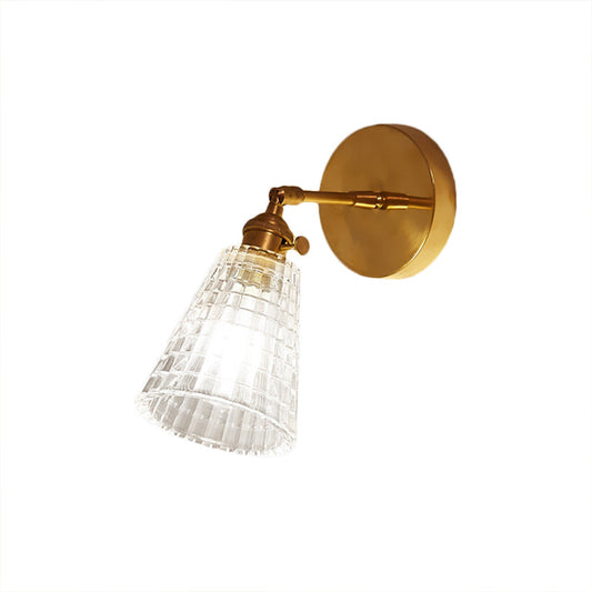 Frendorf | Tapered Wohnzimmer Wandlicht Armatur Industrie Klar Prismen Glas 1 Licht Messing Wandleuchte Lampe