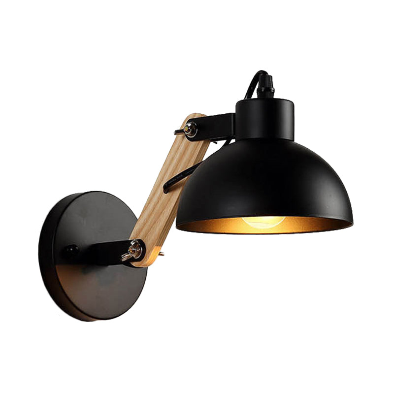 Frendorf | Nordic Splicing Rotatable Wandlamp 1-Licht Metaal Wandlamp Verlichting met Kom Shade in Zwart/Wit-Hout