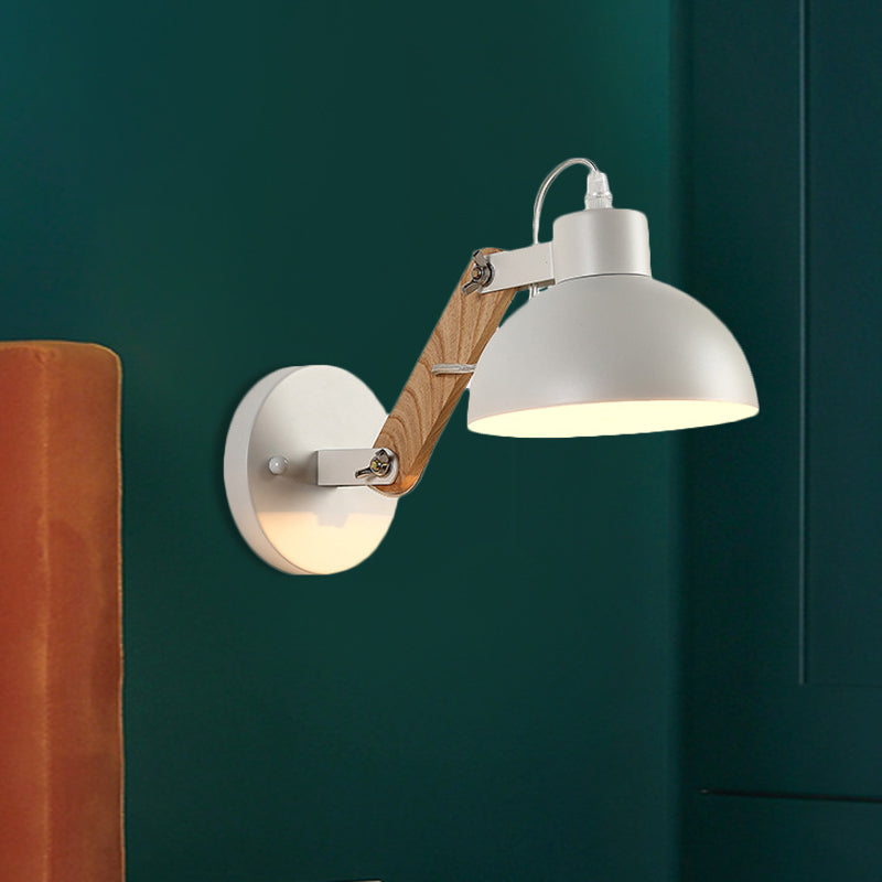 Frendorf | Nordic Splicing Rotatable Wandlamp 1-Licht Metaal Wandlamp Verlichting met Kom Shade in Zwart/Wit-Hout