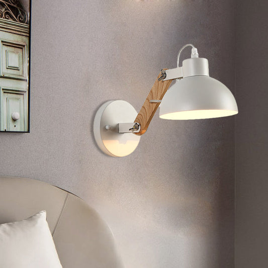 Frendorf | Nordic Splicing Rotatable Wandlamp 1-Licht Metaal Wandlamp Verlichting met Kom Shade in Zwart/Wit-Hout