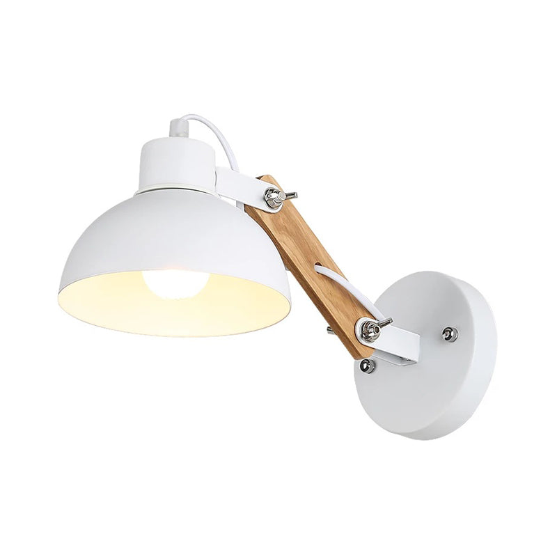 Frendorf | Nordic Splicing Rotatable Wandlamp 1-Licht Metaal Wandlamp Verlichting met Kom Shade in Zwart/Wit-Hout