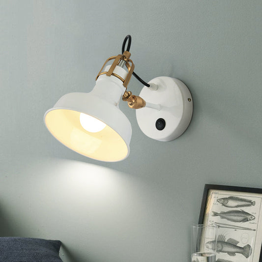 Frendorf | Witte Urn Wand Sconces Verlichting Industrieel Metaal 1 Lamp Bedside Roterende Wandlamp Fixture