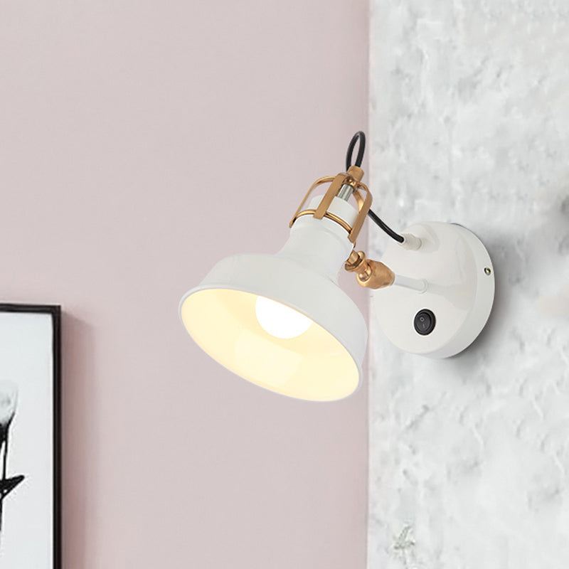 Frendorf | Witte Urn Wand Sconces Verlichting Industrieel Metaal 1 Lamp Bedside Roterende Wandlamp Fixture