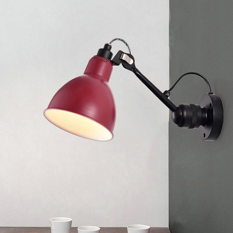 Frendorf | Einzelne Schüssel Schatten Wand Leselampe Industrie Schwarz/Rot/Gelb Eisen Wandleuchte mit Schwenkarm