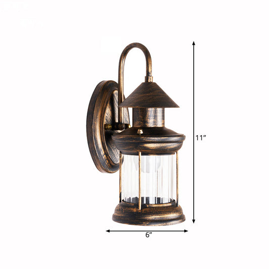 Frendorf | Metallische Laterne Wandmontage Beleuchtung Küstliche 1-Glühbirne Ecke Wandlampe Wandlicht mit geschwungenem Arm in Messing