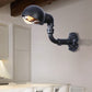 Frendorf | Vintage Stijlvolle Kom Schaduw Wandverlichting 1 Licht Metallic Wandlamp met Pijp in Zwart