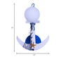 Frendorf | Anker Wandlamp Kinderen Hout Enkel Wit-Blauw Wandverlichting met Glazen Lampenkap en Stranddetail