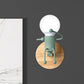 Naked Bulb Kleine Wandbeleuchtung Kreatives Eisen Einzelflammen Kinder Nachttisch Wandleuchte mit Roboter Design Lampenfassung in Grau/Grün/Weiß