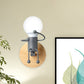 Naked Bulb Kleine Wandbeleuchtung Kreatives Eisen Einzelflammen Kinder Nachttisch Wandleuchte mit Roboter Design Lampenfassung in Grau/Grün/Weiß