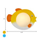 Frendorf | Frosted White Glass Mini Sphere Sconce Kids Blue/Yellow LED Wand Lichtarmatur mit Fish Backplate, Warm/Weiß Licht