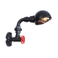 Frendorf | Zwarte Waterpijp Wandverlichting met Koepel Shade en Rode Klep Vintage IJzer 1 Lamp Trapwandarmatuur Licht