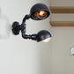 Frendorf | Schwarze 2-Glühbirnen-Wandleuchte Industriedesign Metall-Dom-Wandlampe mit Rohr für Flur