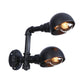 Frendorf | Schwarze Schalenform-Wandlampe mit Rohr Industriell Vintage Metall 2 Lichter Flur Wandbeleuchtung Leuchte