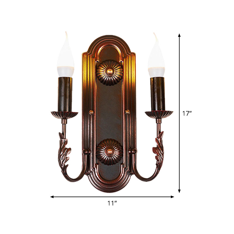 Frendorf | Metalen Bruine Sconces Wandlamp Kaarsenhouder 2 Koppen Rustieke Wandgemonteerde Lamp voor Restaurant