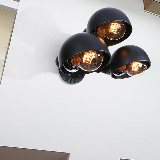 Frendorf | 3 Köpfe Halbkreis Wandmontage Leuchte Vintage Stil Schwarzes Metall Wandbeleuchtung mit Rohrdesign für Flur