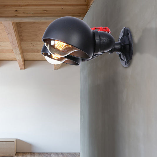 Frendorf | Gekapiteerde Metalen Wandlamp Boerderijstijl 2 Lichten Woonkamer Zwarte Wandmontage Licht met Ventielwiel Deco