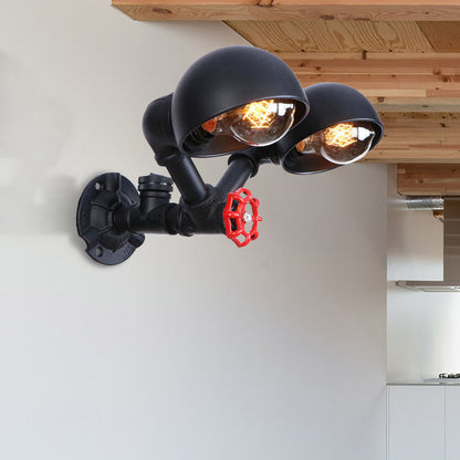Frendorf | Metallische Kuppel Schatten Wandlicht Antik Stil 2 Lichter Korridor Wandleuchte mit Rohrdesign in Schwarz