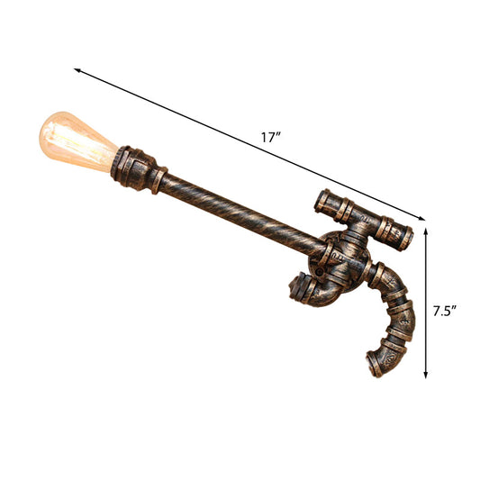 Frendorf | 1 Glühbirne pistolenförmige Wandlampe mit Rohrdesign Lagerstil Antikbronze Eisen Wandmontierte Leuchte
