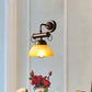 Frendorf | Bronze Bowl Wandleuchte Licht Bauernhaus Weiß/Gelbes Glas 1 Kopf Restaurant Wandbeleuchtung Fixture