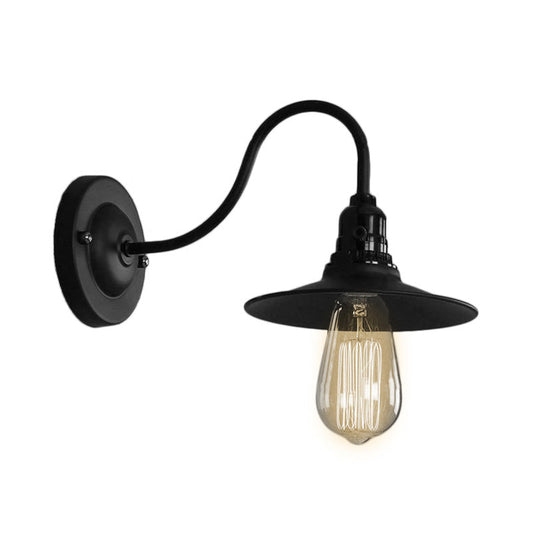 Frendorf | Schwarze Flachschatten-Wandbeleuchtung Industrie-Stil Metall 1 Kopf Wohnzimmer Wandleuchte Scone, 7"/8,5" Breite