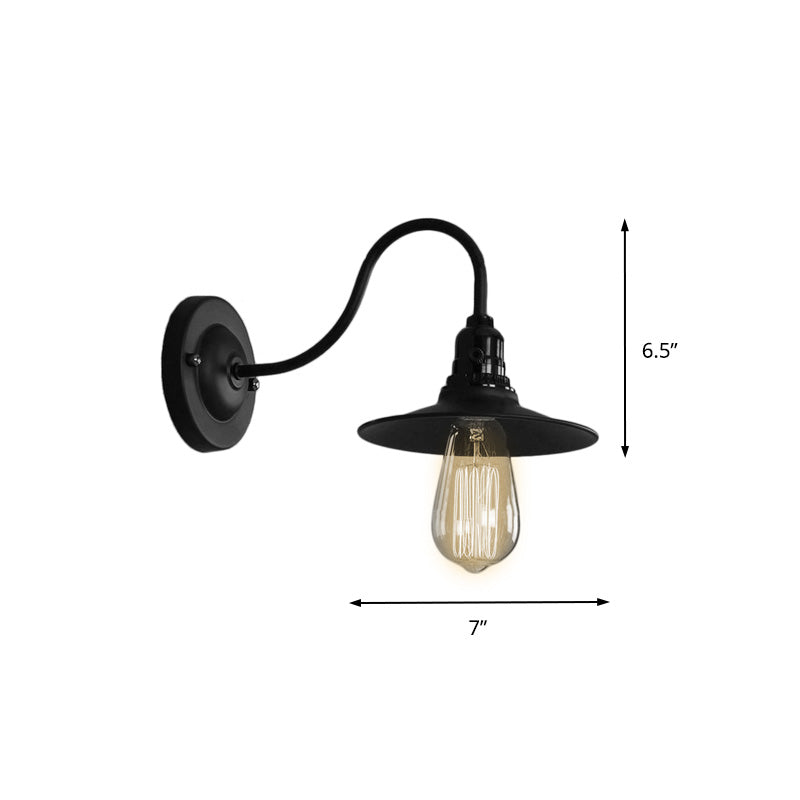 Frendorf | Schwarze Flachschatten-Wandbeleuchtung Industrie-Stil Metall 1 Kopf Wohnzimmer Wandleuchte Scone, 7"/8,5" Breite