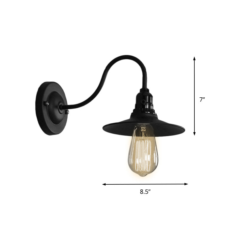 Frendorf | Schwarze Flachschatten-Wandbeleuchtung Industrie-Stil Metall 1 Kopf Wohnzimmer Wandleuchte Scone, 7"/8,5" Breite