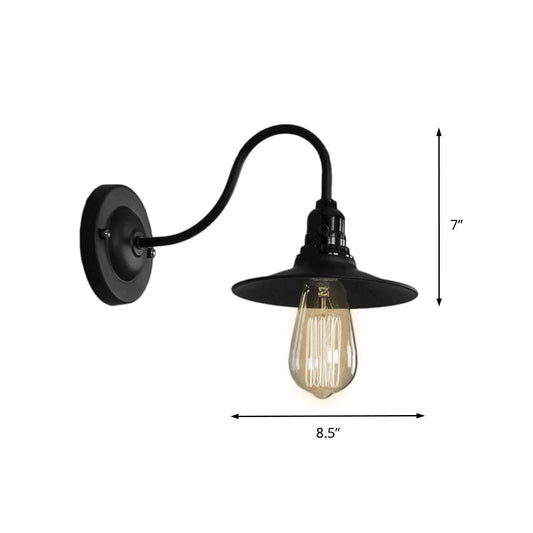Frendorf | Schwarze Flachschatten-Wandbeleuchtung Industrie-Stil Metall 1 Kopf Wohnzimmer Wandleuchte Scone, 7"/8,5" Breite
