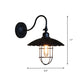 Frendorf | Metalen wandlamp met geschulpte rand en kooi-schaduw Nautisch stijl 1 hoofd Slaapkamer wandgemonteerde lamp in zwart