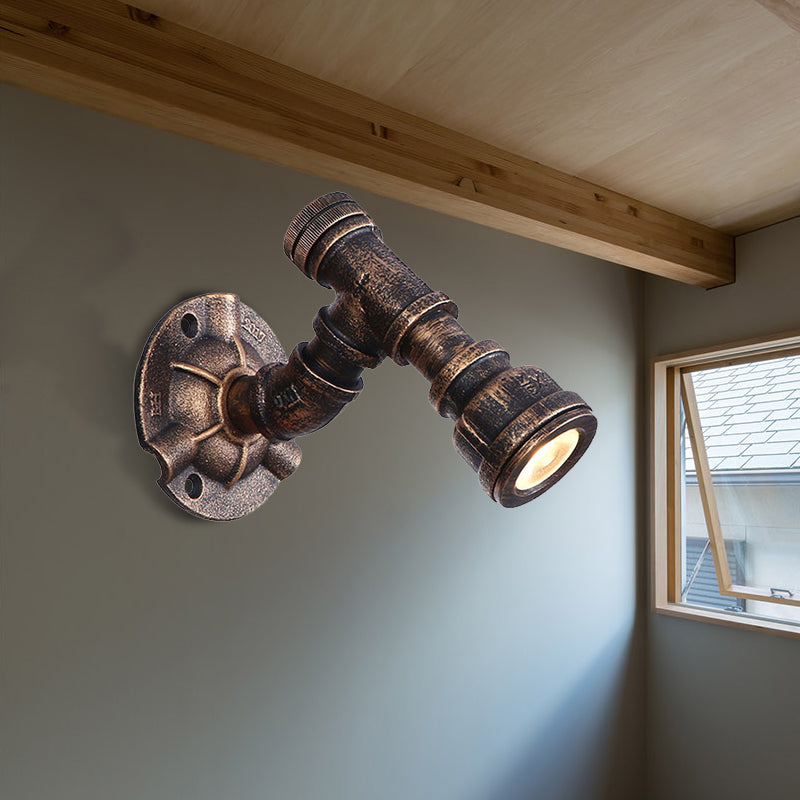Frendorf | 1 Kopf Wasserleitung Wandlicht Wandleuchte Vintage Industrie Bronze Metallische Wandlampe für Flur